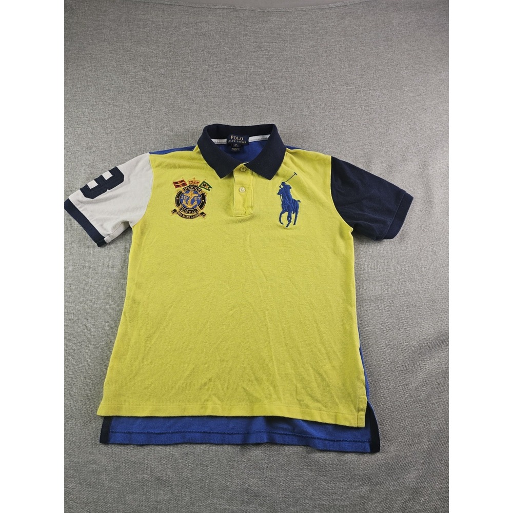Polo Ralph Lauren Shirt Boys Medium Polo Marine Supply Big Pony Short Sleeve